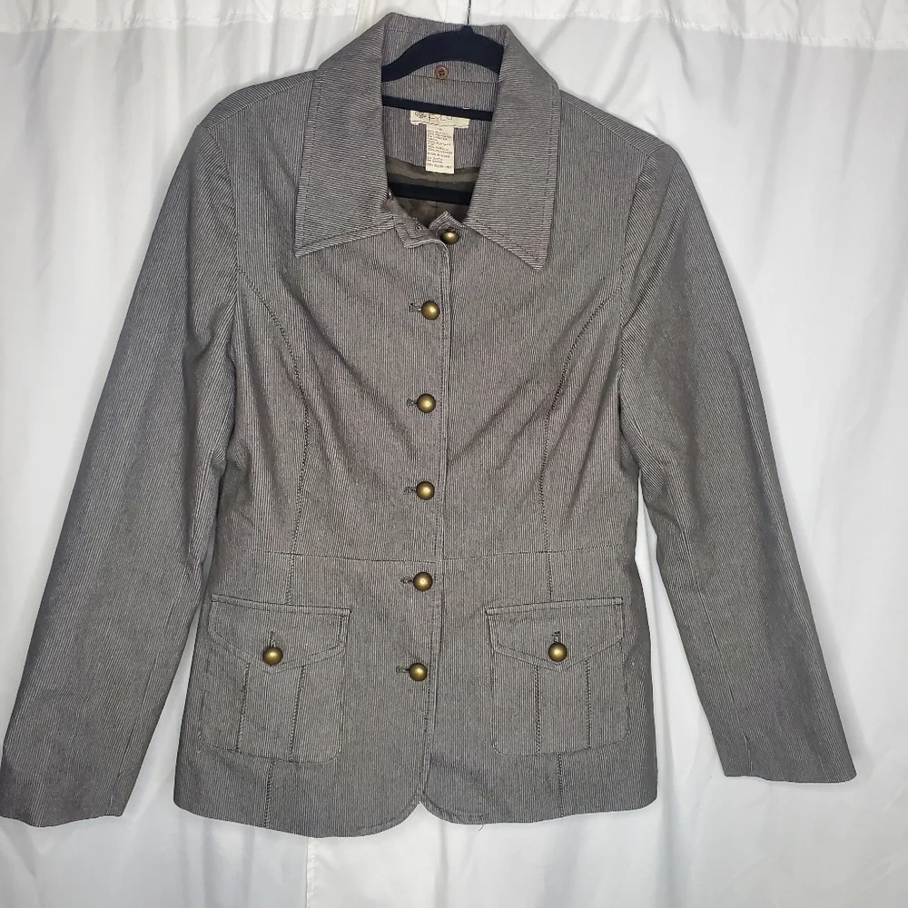 ♧ Fylo Gray Button Up Blazer Jacket Size 10